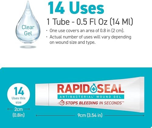 Rapid-Seal Wundgel (1 Tube) | Stoppt Blutungen in Sekunden | Ideal für Schnitte, Schrammen, Rasierpickel für Erste-Hilfe-Notfälle