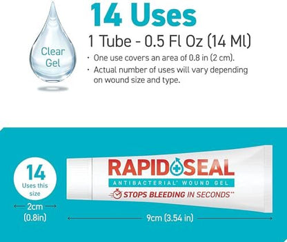 Rapid-Seal Wundgel (1 Tube) | Stoppt Blutungen in Sekunden | Ideal für Schnitte, Schrammen, Rasierpickel für Erste-Hilfe-Notfälle