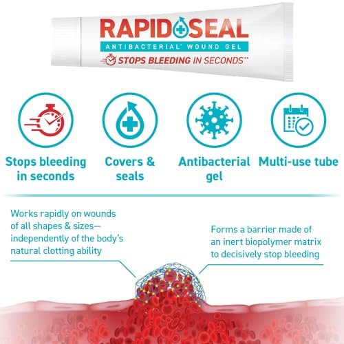 Rapid-Seal Wundgel (1 Tube) | Stoppt Blutungen in Sekunden | Ideal für Schnitte, Schrammen, Rasierpickel für Erste-Hilfe-Notfälle