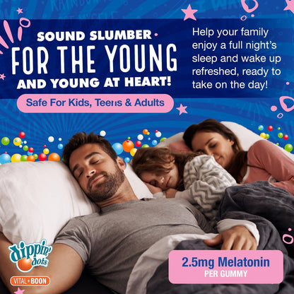 Dippin Dots Melatonin Gummies für Kinder & Erwachsene (60 Tage Vorrat) Erdbeer-Sonnenuntergang-Creme Geschmack | 2,5 mg pro Gummibärchen für schnelleren, längeren Schlaf | Gummibärchen für Kinder (120 Stück)