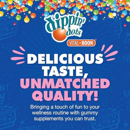 Dippin Dots Melatonin Gummies für Kinder & Erwachsene (60 Tage Vorrat) Erdbeer-Sonnenuntergang-Creme Geschmack | 2,5 mg pro Gummibärchen für schnelleren, längeren Schlaf | Gummibärchen für Kinder (120 Stück)