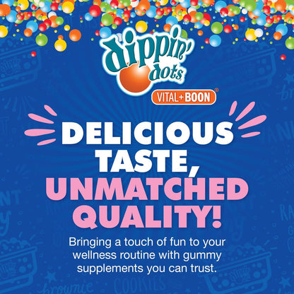 Dippin Dots Melatonin Gummies für Kinder & Erwachsene (60 Tage Vorrat) Erdbeer-Sonnenuntergang-Creme Geschmack | 2,5 mg pro Gummibärchen für schnelleren, längeren Schlaf | Gummibärchen für Kinder (120 Stück)