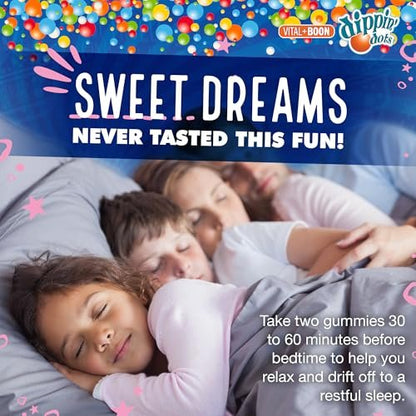 Dippin Dots Melatonin Gummies für Kinder & Erwachsene (60 Tage Vorrat) Erdbeer-Sonnenuntergang-Creme Geschmack | 2,5 mg pro Gummibärchen für schnelleren, längeren Schlaf | Gummibärchen für Kinder (120 Stück)