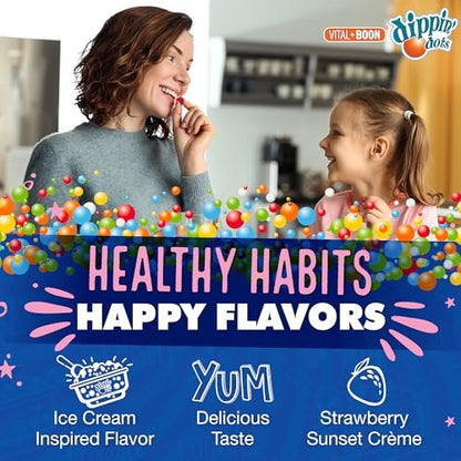 Dippin Dots Melatonin Gummies für Kinder & Erwachsene (60 Tage Vorrat) Erdbeer-Sonnenuntergang-Creme Geschmack | 2,5 mg pro Gummibärchen für schnelleren, längeren Schlaf | Gummibärchen für Kinder (120 Stück)