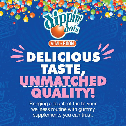 Dippin' Dots Melatonin Gummies für Kinder & Erwachsene (30-Tage-Vorrat) Erdbeer-Sonnenuntergang-Creme-Geschmack | 2,5 mg Melatonin pro Gummibärchen für besseren und längeren Schlaf | Gummibärchen für Kinder (60 Stück)