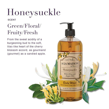 A LA MAISON Hydrating Body Wash Honeysuckle – Feuchtigkeitsspendendes Duschgel mit pflanzlichen Ölen, vegan & tierversuchsfrei, 2er-Pack (2 x 12,68 Fl Oz)