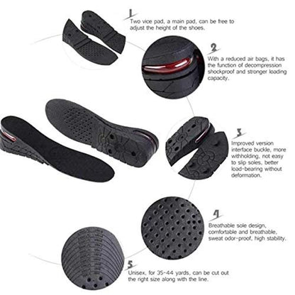 AEDNX Höheneinlegesohlen 5 cm – 2-lagige Air-Taller Cushion Einlagen für Männer und Frauen