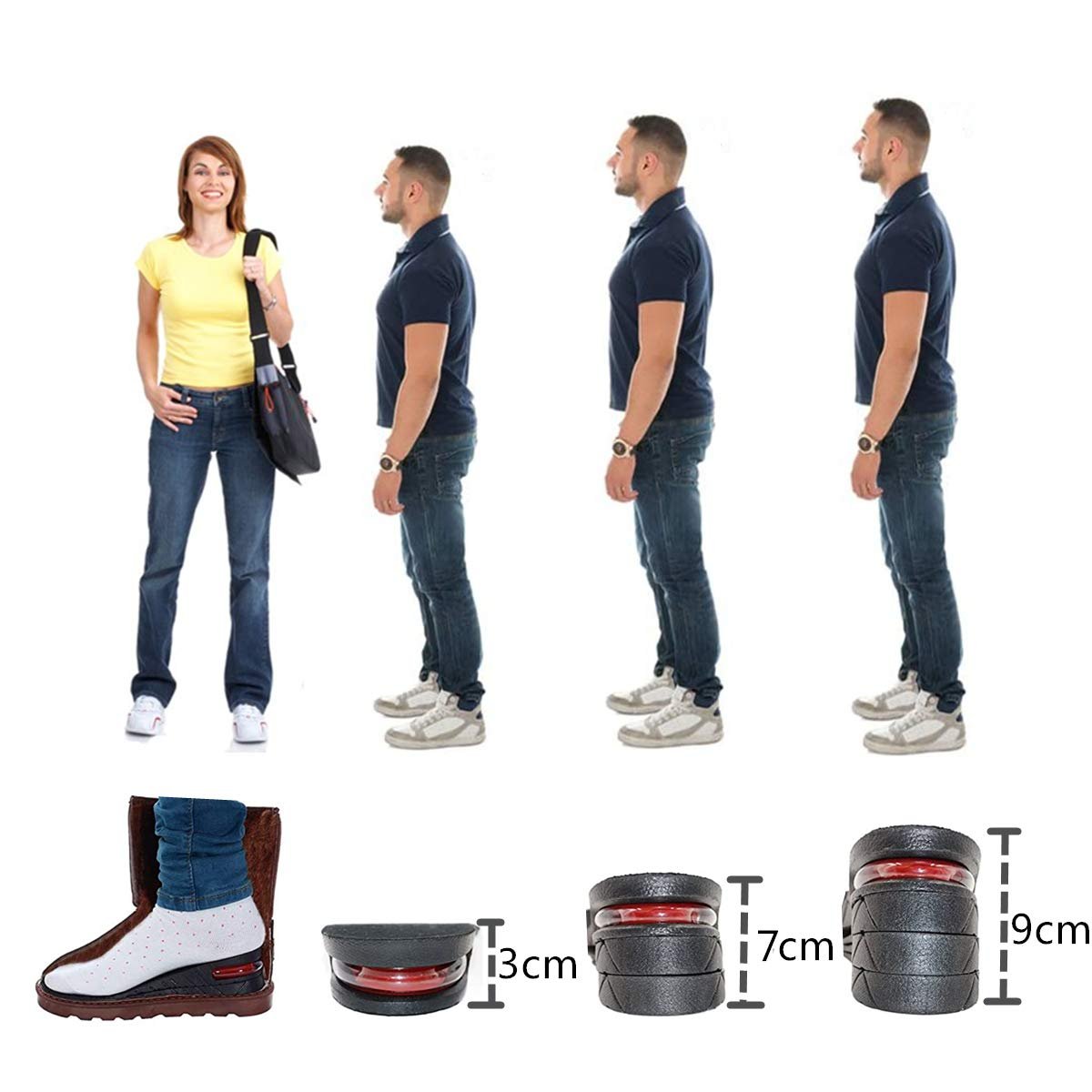 AEDNX Höheneinlegesohlen 5 cm – 2-lagige Air-Taller Cushion Einlagen für Männer und Frauen