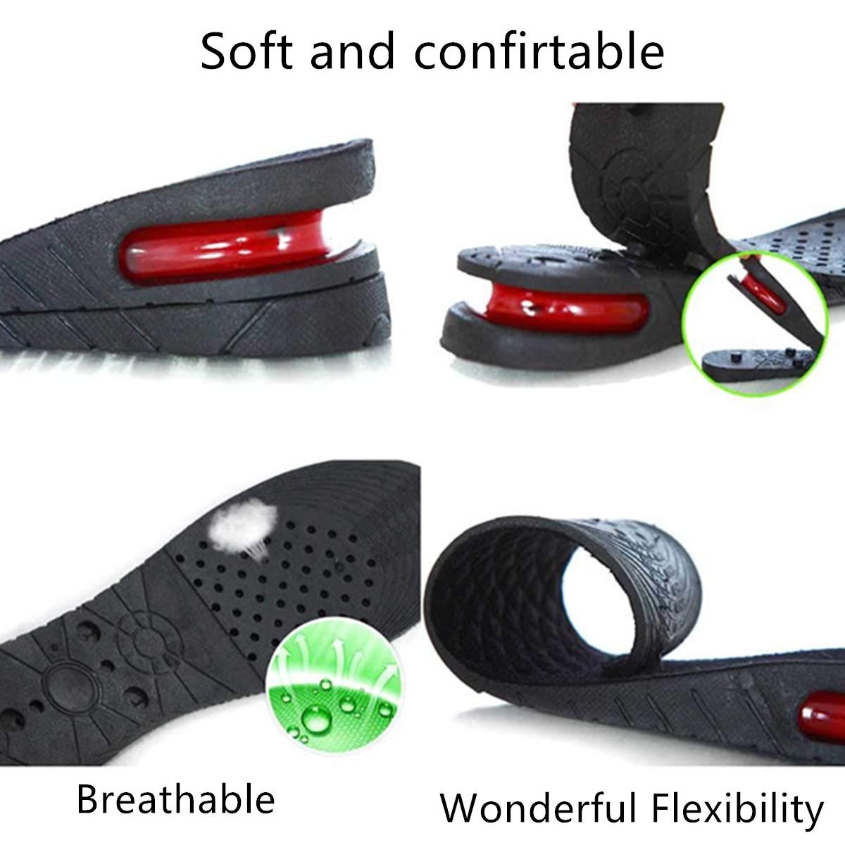 AEDNX Höheneinlegesohlen 5 cm – 2-lagige Air-Taller Cushion Einlagen für Männer und Frauen