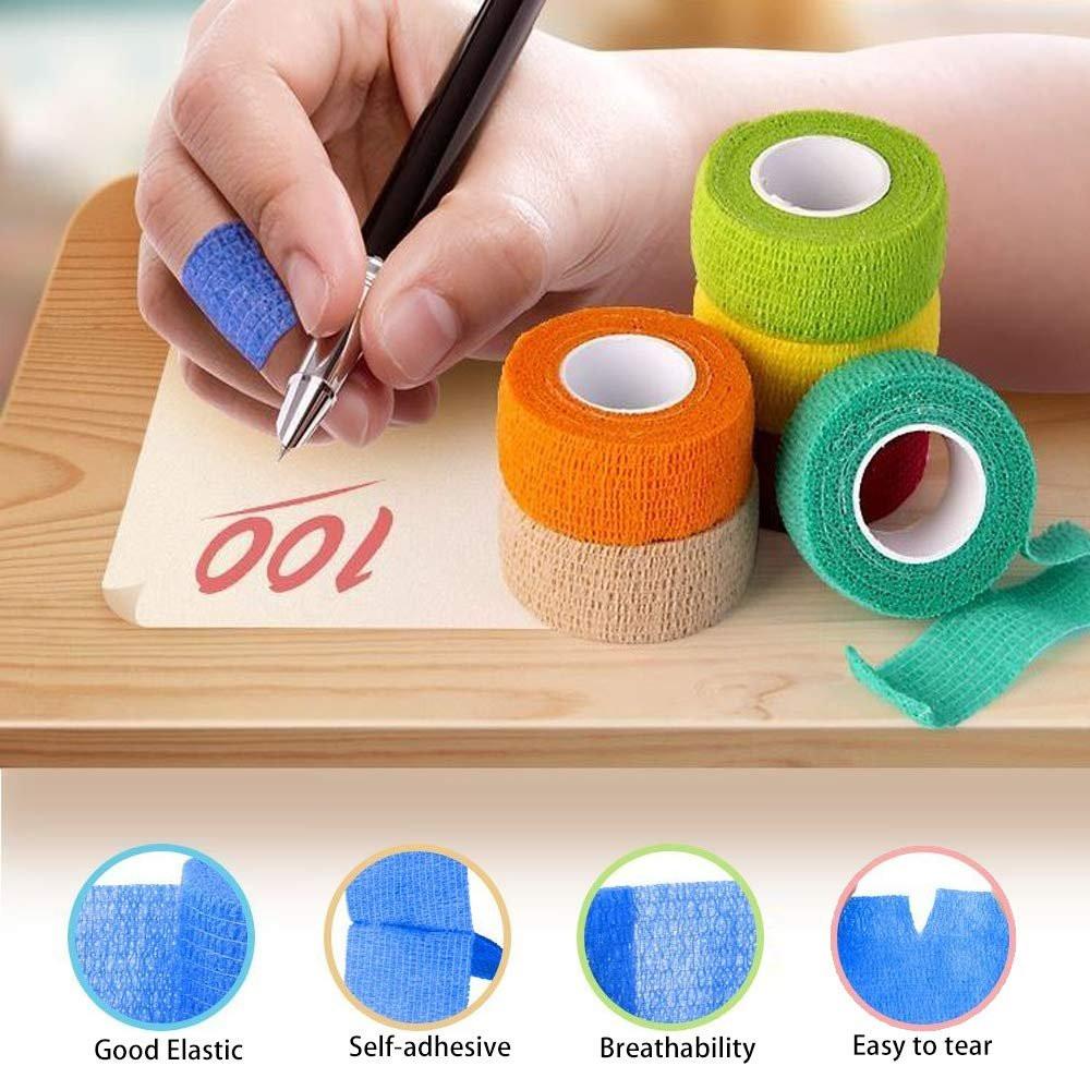 Kuvvfe Selbstklebende Bandage (12er-Pack) 1 Zoll x 5 Yards – Elastischer Kohäsionsverband für Sportverletzungen, Zerrungen, Knie & Handgelenk, Knöchelverstauchungen & Schwellungen – Erste Hilfe