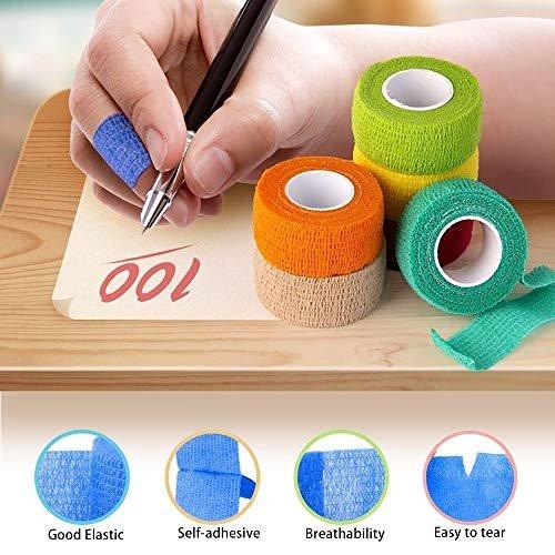 Kuvvfe Selbstklebende Bandage (12er-Pack) 1 Zoll x 5 Yards – Elastischer Kohäsionsverband für Sportverletzungen, Zerrungen, Knie & Handgelenk, Knöchelverstauchungen & Schwellungen – Erste Hilfe