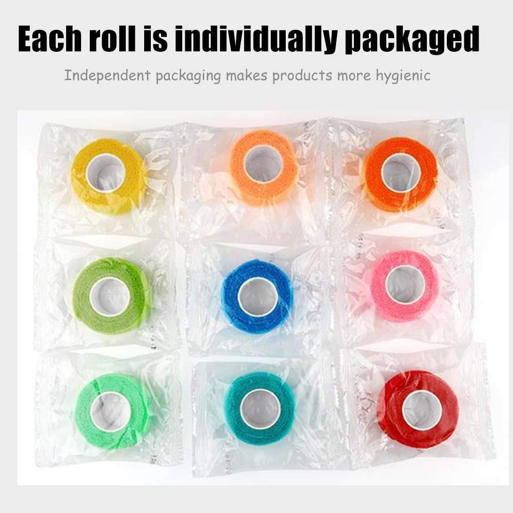 Kuvvfe Selbstklebende Bandage (12er-Pack) 1 Zoll x 5 Yards – Elastischer Kohäsionsverband für Sportverletzungen, Zerrungen, Knie & Handgelenk, Knöchelverstauchungen & Schwellungen – Erste Hilfe