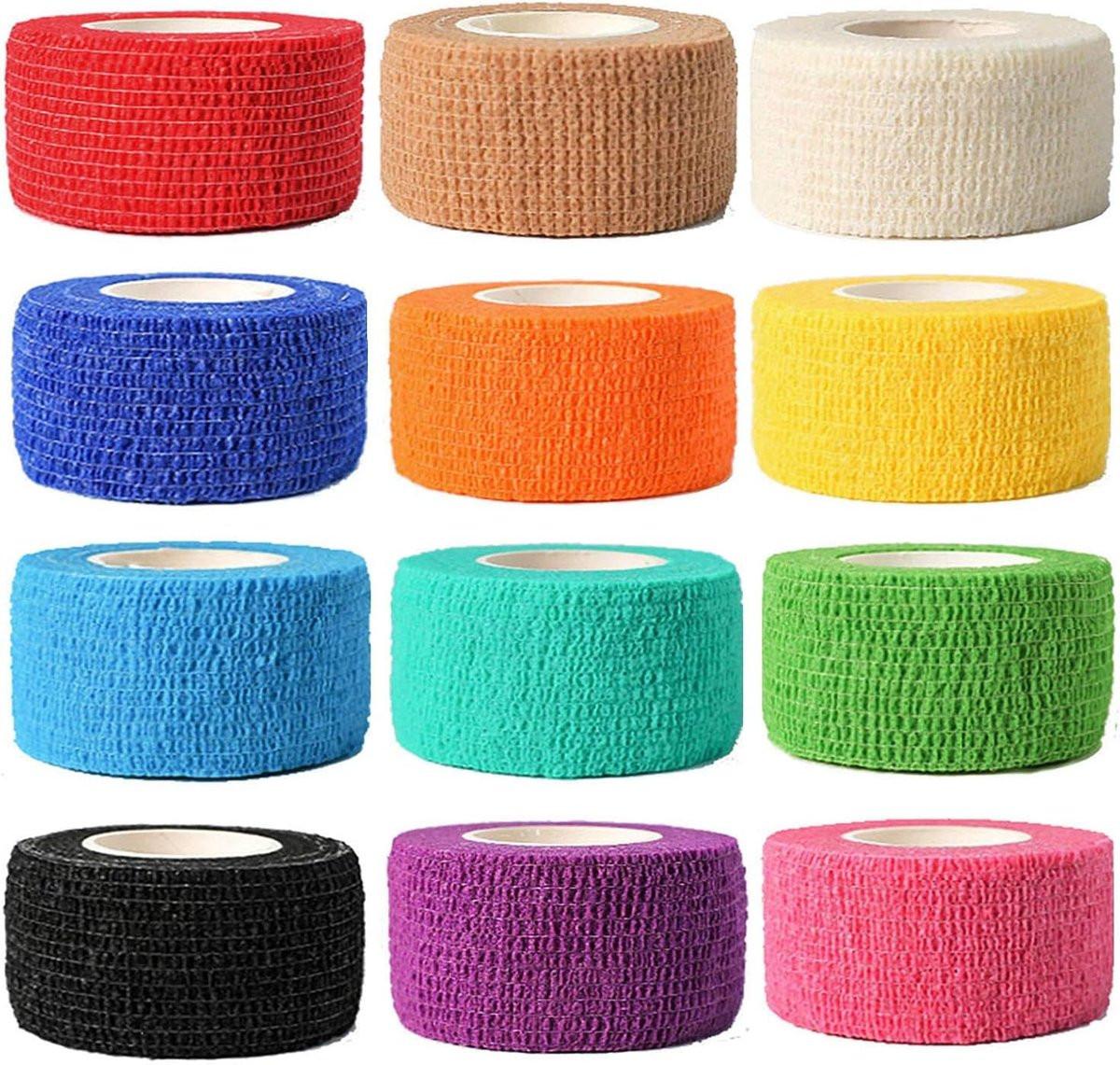 Kuvvfe Selbstklebende Bandage (12er-Pack) 1 Zoll x 5 Yards – Elastischer Kohäsionsverband für Sportverletzungen, Zerrungen, Knie & Handgelenk, Knöchelverstauchungen & Schwellungen – Erste Hilfe