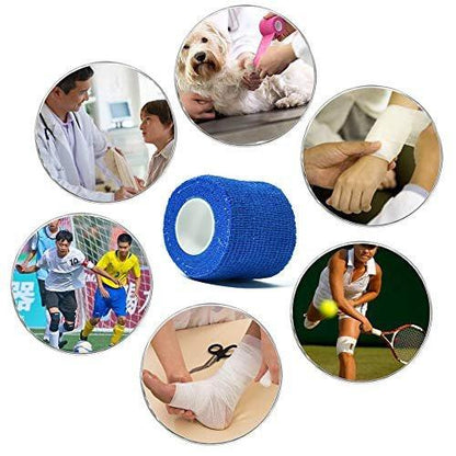 Kuvvfe Selbstklebende Bandage (12er-Pack) 1 Zoll x 5 Yards – Elastischer Kohäsionsverband für Sportverletzungen, Zerrungen, Knie & Handgelenk, Knöchelverstauchungen & Schwellungen – Erste Hilfe