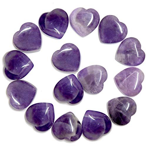 Marrywindix 15er-Pack 0,8 Zoll Heilende Kristalle Naturherz Liebe geschnitzte Palm-Sorgensteine Chakra Reiki Ausgleichend