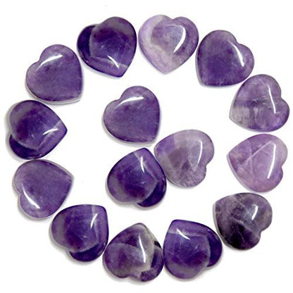 Marrywindix 15er-Pack 0,8 Zoll Heilende Kristalle Naturherz Liebe geschnitzte Palm-Sorgensteine Chakra Reiki Ausgleichend