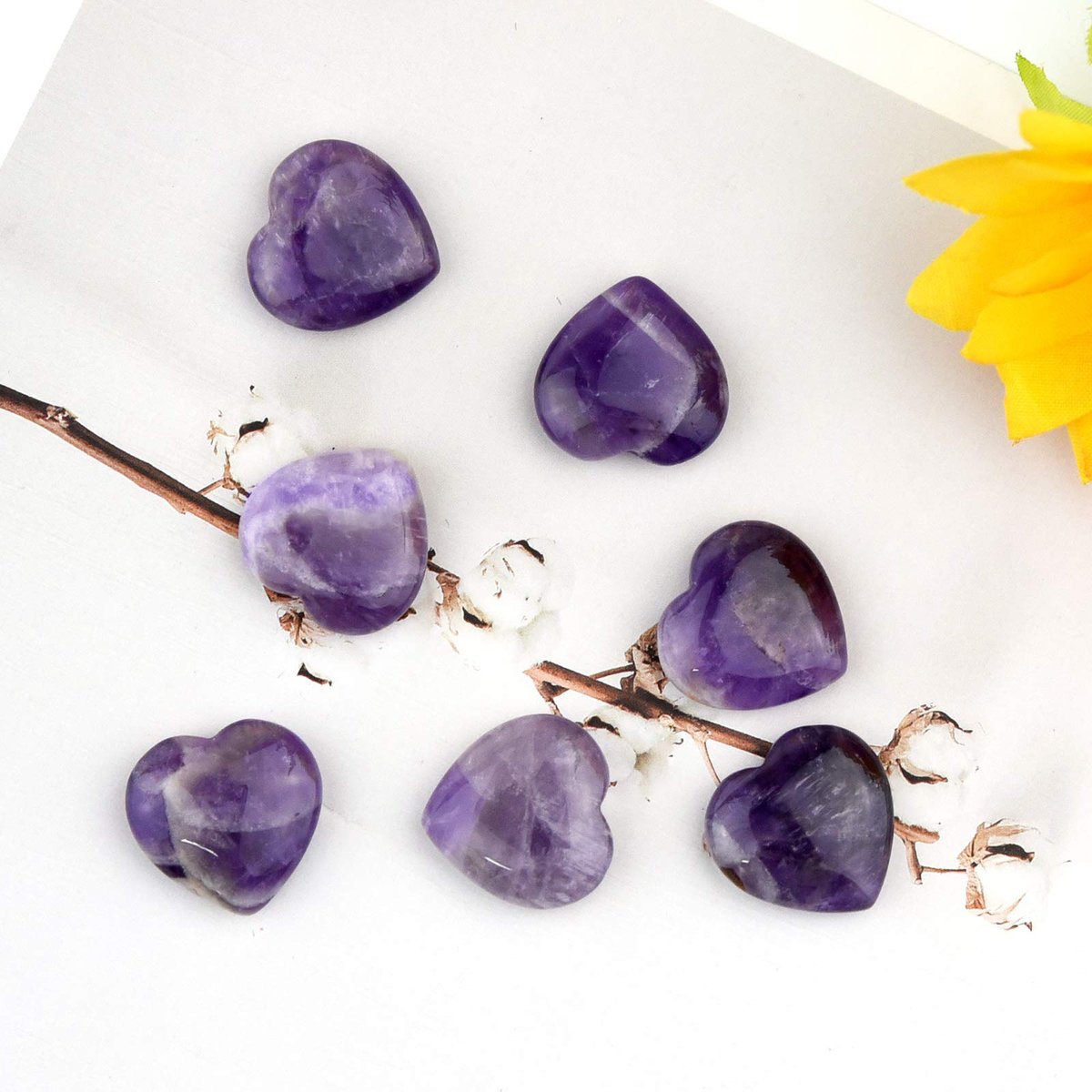 Marrywindix 15er-Pack 0,8 Zoll Heilende Kristalle Naturherz Liebe geschnitzte Palm-Sorgensteine Chakra Reiki Ausgleichend