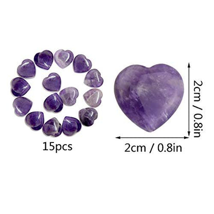 Marrywindix 15er-Pack 0,8 Zoll Heilende Kristalle Naturherz Liebe geschnitzte Palm-Sorgensteine Chakra Reiki Ausgleichend