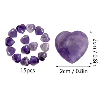 Marrywindix 15er-Pack 0,8 Zoll Heilende Kristalle Naturherz Liebe geschnitzte Palm-Sorgensteine Chakra Reiki Ausgleichend