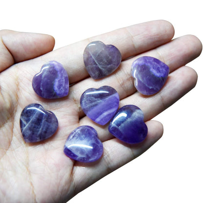 Marrywindix 15er-Pack 0,8 Zoll Heilende Kristalle Naturherz Liebe geschnitzte Palm-Sorgensteine Chakra Reiki Ausgleichend