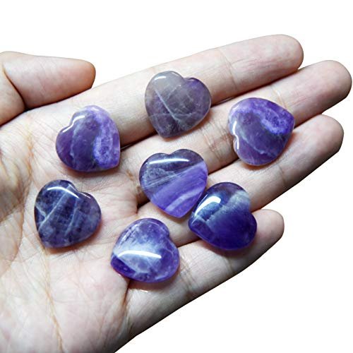 Marrywindix 15er-Pack 0,8 Zoll Heilende Kristalle Naturherz Liebe geschnitzte Palm-Sorgensteine Chakra Reiki Ausgleichend