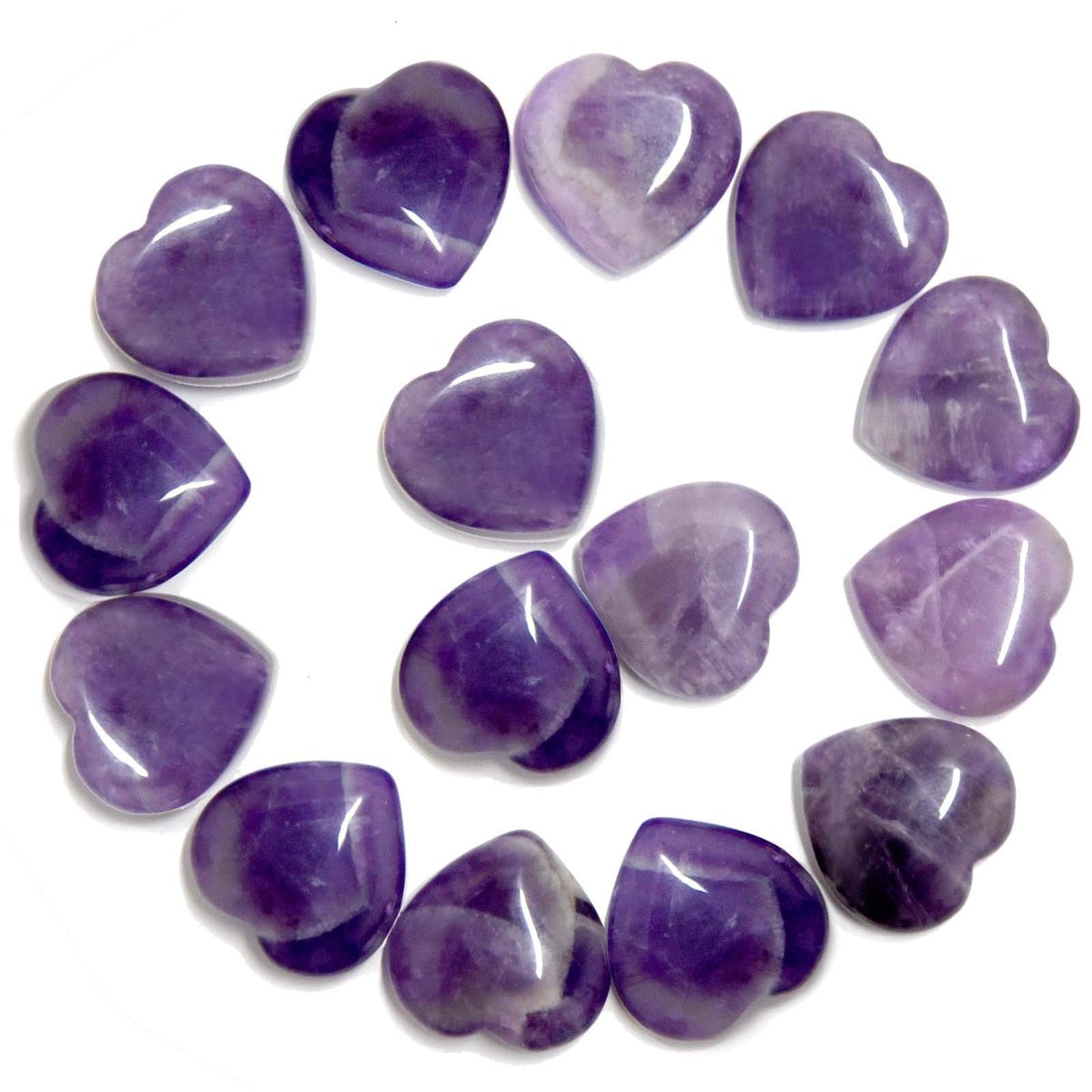 Marrywindix 15er-Pack 0,8 Zoll Heilende Kristalle Naturherz Liebe geschnitzte Palm-Sorgensteine Chakra Reiki Ausgleichend