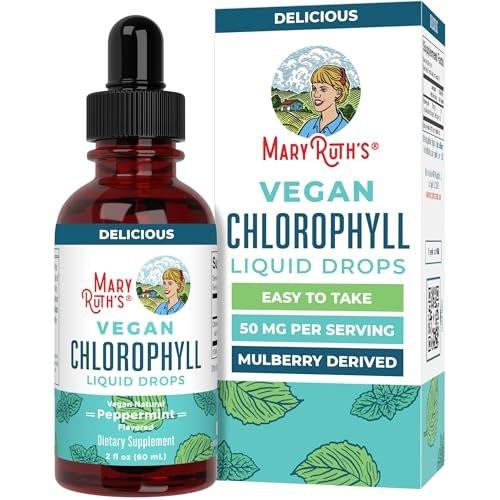 MaryRuth's Chlorophyll Liquid Drops | Clean Label Project Certified® | Vegan | Unverdünntes flüssiges Chlorophyll | Mulberry-Ergänzung für Erwachsene ab 14 Jahren | Nicht-GVO | Köstlicher Minzgeschmack | 2 Fl Oz