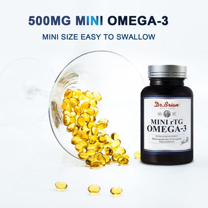 Dr. Brian Fischöl Supplement 130 Softgel – Hochabsorbierte rTG Mini Omega-3 Fischölkapseln mit EPA/DHA, Vitamin D & E – Unterstützt Herz, Gehirn & Immunsystem – Ohne fischigen Nachgeschmack