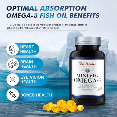 Dr. Brian Fischöl Supplement 130 Softgel – Hochabsorbierte rTG Mini Omega-3 Fischölkapseln mit EPA/DHA, Vitamin D & E – Unterstützt Herz, Gehirn & Immunsystem – Ohne fischigen Nachgeschmack