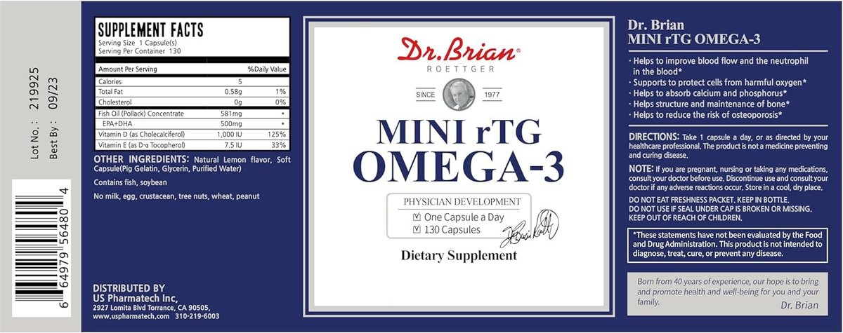 Dr. Brian Fischöl Supplement 130 Softgel – Hochabsorbierte rTG Mini Omega-3 Fischölkapseln mit EPA/DHA, Vitamin D & E – Unterstützt Herz, Gehirn & Immunsystem – Ohne fischigen Nachgeschmack