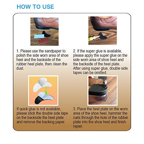 Unikstep 6 Paar Schuhabsatzplatten, Schuhabsatzseitenverschleiß-Reparatur-Gummi-Patch, Ersatz-Kit
