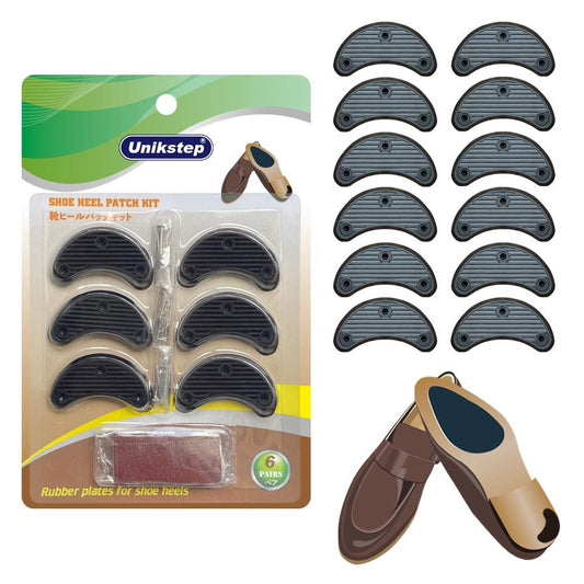 Unikstep 6 Paar Schuhabsatzplatten, Schuhabsatzseitenverschleiß-Reparatur-Gummi-Patch, Ersatz-Kit
