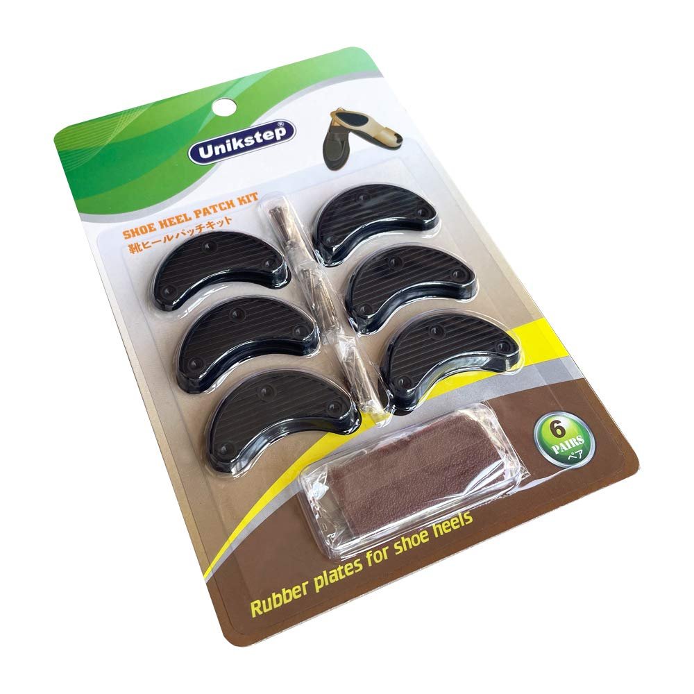 Unikstep 6 Paar Schuhabsatzplatten, Schuhabsatzseitenverschleiß-Reparatur-Gummi-Patch, Ersatz-Kit