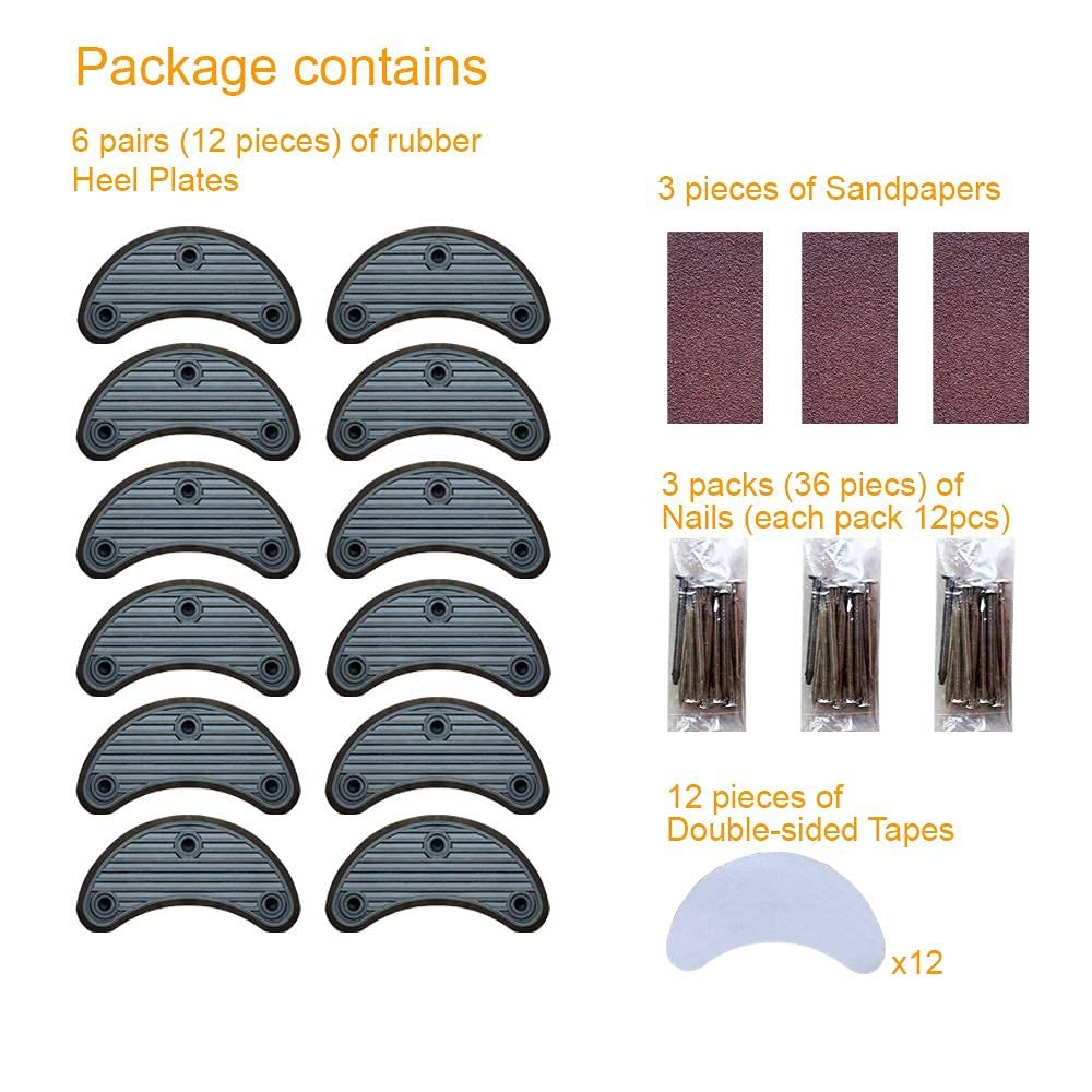 Unikstep 6 Paar Schuhabsatzplatten, Schuhabsatzseitenverschleiß-Reparatur-Gummi-Patch, Ersatz-Kit