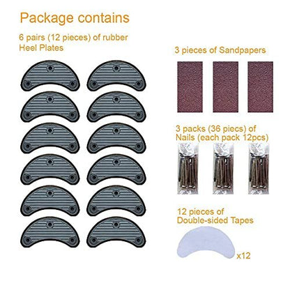 Unikstep 6 Paar Schuhabsatzplatten, Schuhabsatzseitenverschleiß-Reparatur-Gummi-Patch, Ersatz-Kit