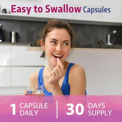 Bonawell Probiotika für Frauen 100B, mit Präbiotika, Verdauungsenzymen, Bio-Cranberry, Lagerstabil, 30 vegane Kapseln
