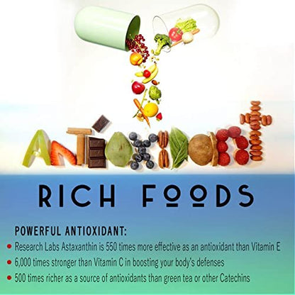 Research Labs Triple Strength Natürliches Astaxanthin 12 mg Weichkapseln + Extra Flasche Bio-Kokosöl für verbesserte Aufnahme, starkes Antioxidans, unterstützt Augen-, Gelenk- und Herzgesundheit, 120 Weichkapseln insgesamt