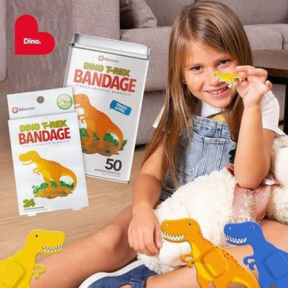 BioSwiss Pflaster, Dinosaurier-förmige selbstklebende Wundpflaster, Latexfrei, steril, 50 Stück