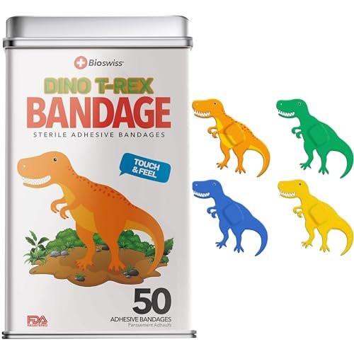 BioSwiss Pflaster, Dinosaurier-förmige selbstklebende Wundpflaster, Latexfrei, steril, 50 Stück