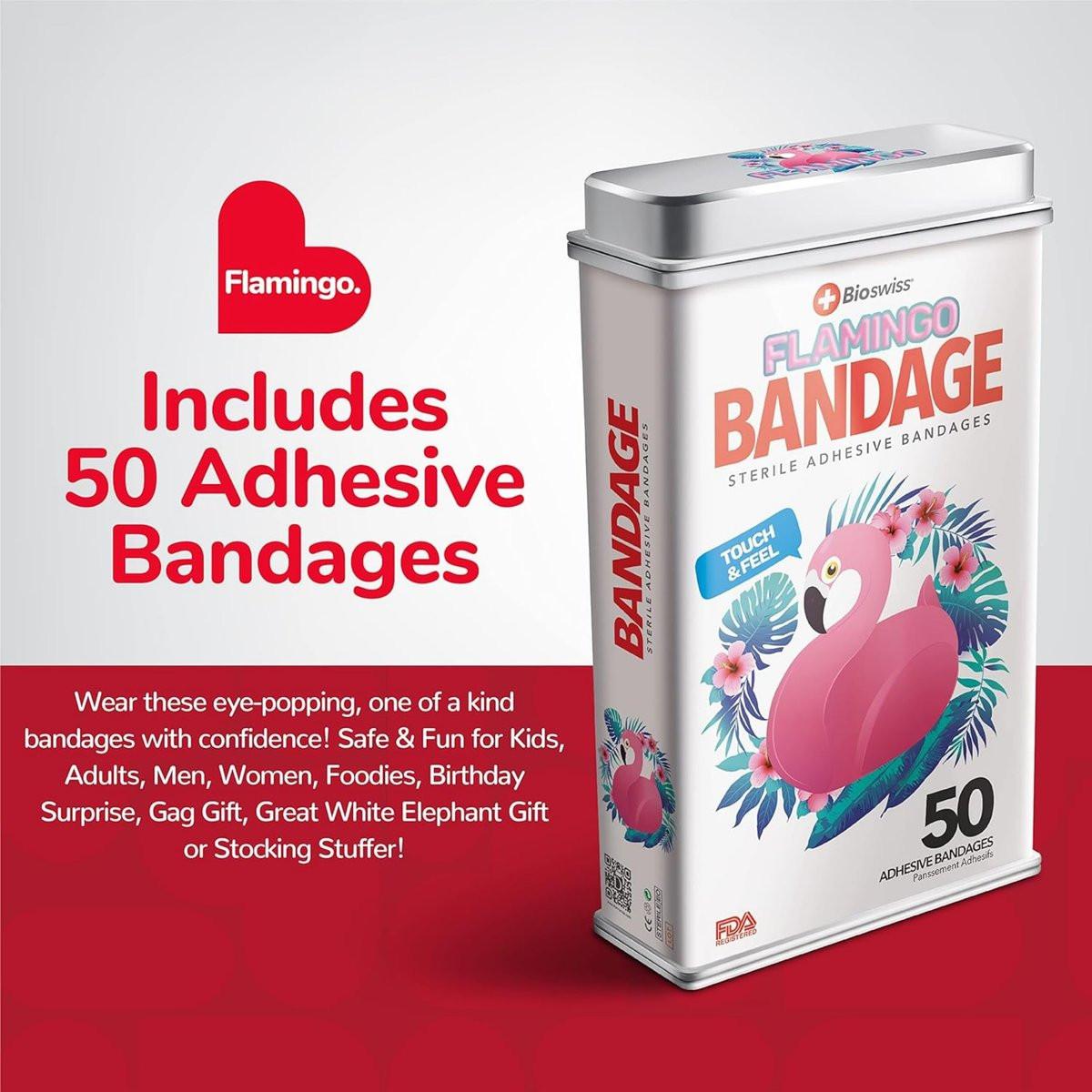BioSwiss Pflaster, Flamingo-förmig, selbstklebend, 50 Stück, latexfrei, steril