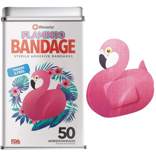 BioSwiss Pflaster, Flamingo-förmig, selbstklebend, 50 Stück, latexfrei, steril