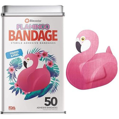 BioSwiss Pflaster, Flamingo-förmig, selbstklebend, 50 Stück, latexfrei, steril