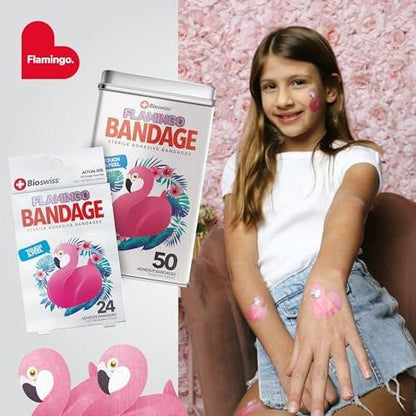 BioSwiss Pflaster, Flamingo-förmig, selbstklebend, 50 Stück, latexfrei, steril