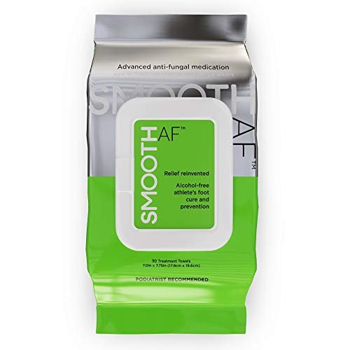 SMOOTH AF Fußpilz Antimykotikum (30 Tücher), Tolnaftat 1%, Alkoholfrei, Hautreparatur-Formel mit Pflegestoffen, Eukalyptus & Menthol, Behandelt & Verhindert Fußpilz, Juckreiz & Ringelflechte, APMA-zugelassen.