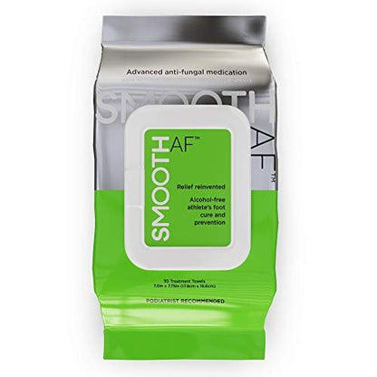 SMOOTH AF Fußpilz Antimykotikum (30 Tücher), Tolnaftat 1%, Alkoholfrei, Hautreparatur-Formel mit Pflegestoffen, Eukalyptus & Menthol, Behandelt & Verhindert Fußpilz, Juckreiz & Ringelflechte, APMA-zugelassen.