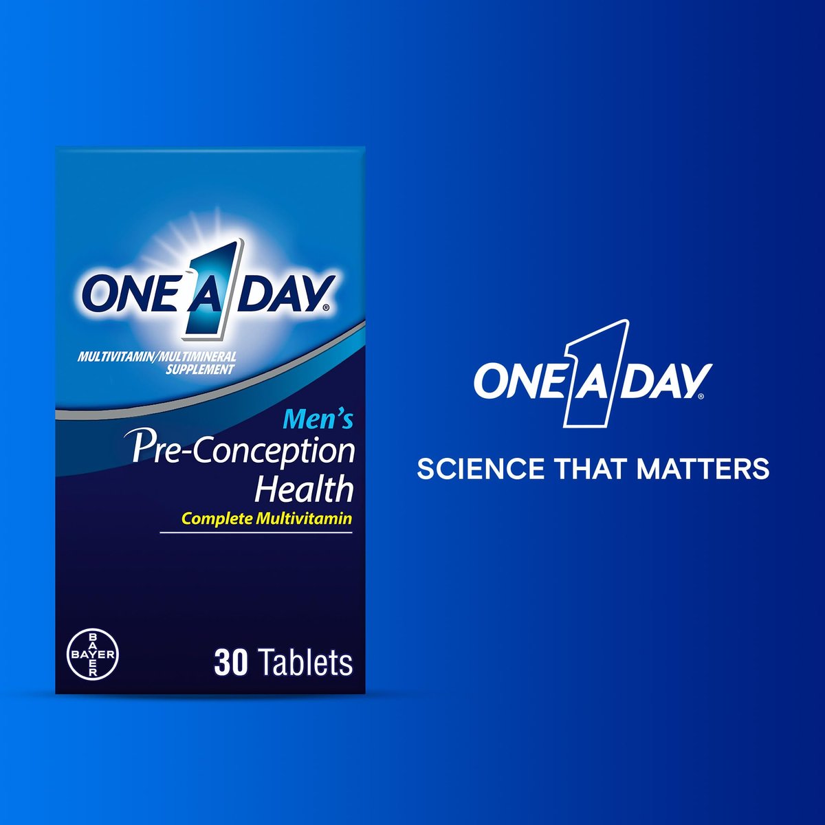 One A Day Männer Präkonzeptions-Gesundheit Multivitamin – Unterstützt gesunde Spermien mit Vitamin C, E, Selen, Zink und Lycopin, 30 Tabletten