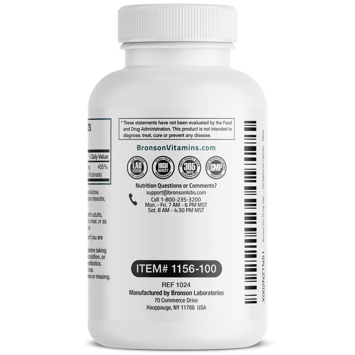 Bronson Zink 50mg Komplex – Hochdosiertes Immunsystem Unterstützung & Antioxidans für Hautgesundheit – Non GMO, 100 Vegane Kapseln