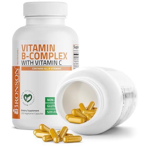 Bronson Vitamin B-Komplex mit Vitamin C - Immunsystem, Energie & Nervensystem - Non-GMO, 250 Kapseln