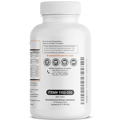 Bronson Vitamin B-Komplex mit Vitamin C - Immunsystem, Energie & Nervensystem - Non-GMO, 250 Kapseln