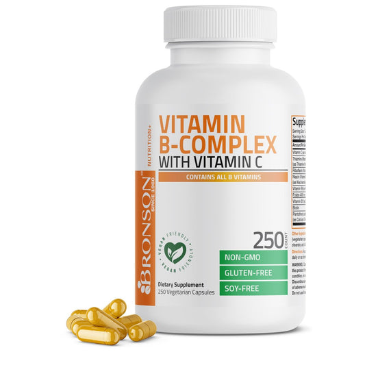 Bronson Vitamin B-Komplex mit Vitamin C - Immunsystem, Energie & Nervensystem - Non-GMO, 250 Kapseln
